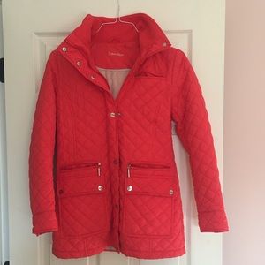 Calvin Klein dark orange quilted down jacket